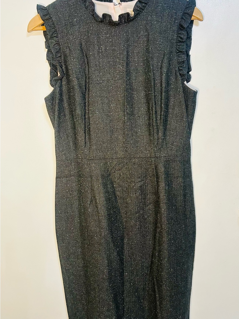 Rebecca Taylor Charcoal Sleeveless Ruffle-Neck Midi Dress 
New w/ Tags